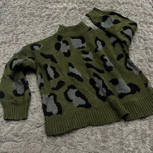 Green leopard sweater